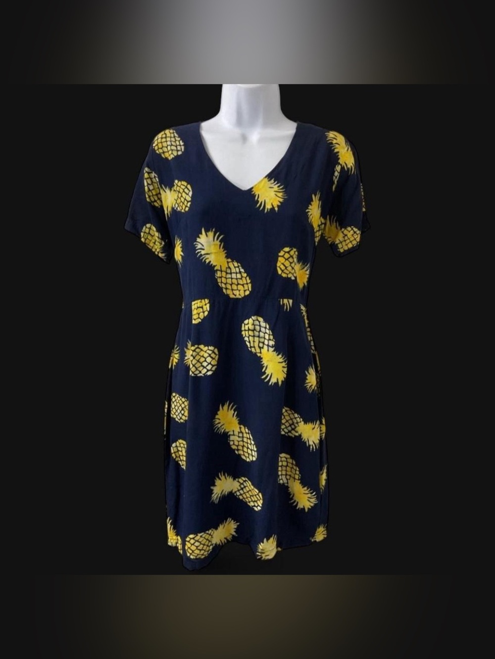 Sugarhill Boutique Navy Pineapple Print Midi Dress-size 10
